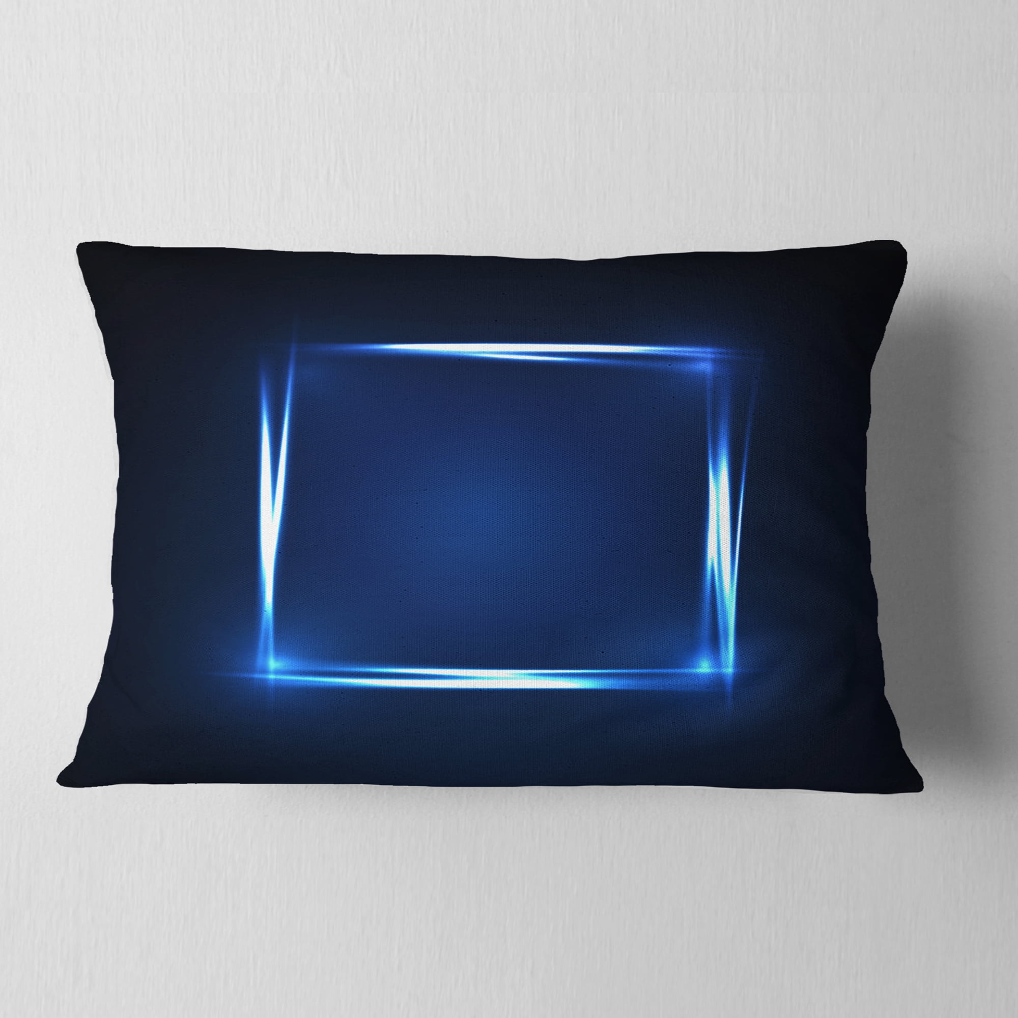 Designart Neon Shape Blue - Abstract Throw Pillow - 12x20