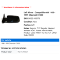 thumbnail image 2 of Left Mirror - Compatible with 1988 - 1999 Chevy C1500 1989 1990 1991 1992 1993 1994 1995 1996 1997 1998, 2 of 2