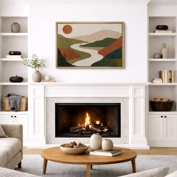 Framed Canvas Wall Art Abstract Desert Hills Landscape Print for Living Room Decoration - 16"x24" NATURAL