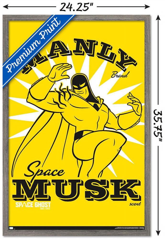 Space Ghost Coast to Coast - Manly Space Musk Wall Poster, 22.375" x 34", Framed