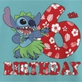 thumbnail image 2 of Girl's Lilo & Stitch 6th Birthday Hula Dance Graphic Tee Tahiti Blue X Small, 2 of 4