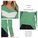 thumbnail image 5 of Blusa informal verde cómoda para otoño/invierno, talla M, camisa de mujer con cuello en V y manga larga con bloques de color, 5 of 6
