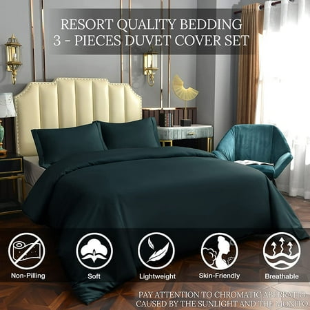 Navy Duvet Covers King Size Bedding Sets 3 Piece 1quilt Cover 2 Pillow Sham Bamboo Like Soft Breathable Hotel Collection With Zipper Closure Corner Ties Solid Color Blue Navy Duvet Covers King Size Bedding, Navy King Size Bedding Next