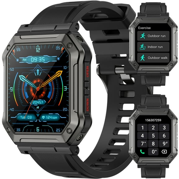 VOPOCO H31 Smart Watch for Men (Bluetooth Make/Answer Call) Smartwatch Compatible with Android iOS Waterproof Outdoor Digital Sport Run Watches Step Counter, Black, 1pc