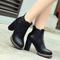thumbnail image 4 of NECHOLOGY Botas Mujer Adulto Femenino Zapatos Botines para mujer Botas altas de tacón único botas gruesas para mujer zapatos de mujer con cremallera botas de mujer (Black, 8.5), 4 of 6