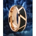 thumbnail image 2 of Metal Masters Mens Tungsten Carbide Wedding Ring 8mm Black Rose Goldtone Faceted Band 12.5, 2 of 7