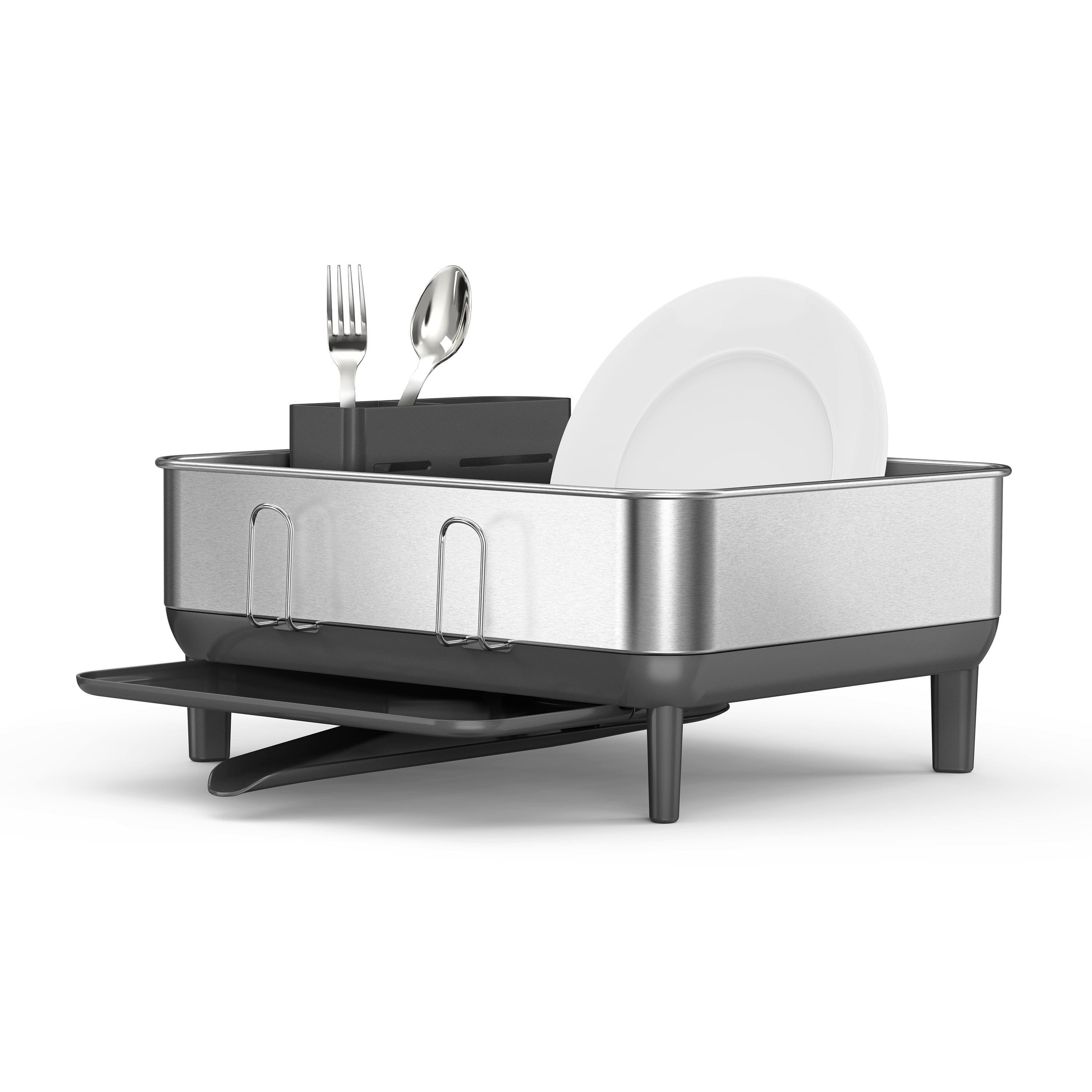 Best Buy: simplehuman Kitchen Dish Drying Rack With Swivel Spout,  Fingerprint-Proof Stainless Steel Frame Grey Plastic KT1181