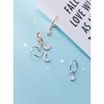 thumbnail image 5 of Dainty Moon Star Small Hoop Earrings Crystal Sterling Silver Dangle Hoops for Women, 5 of 5