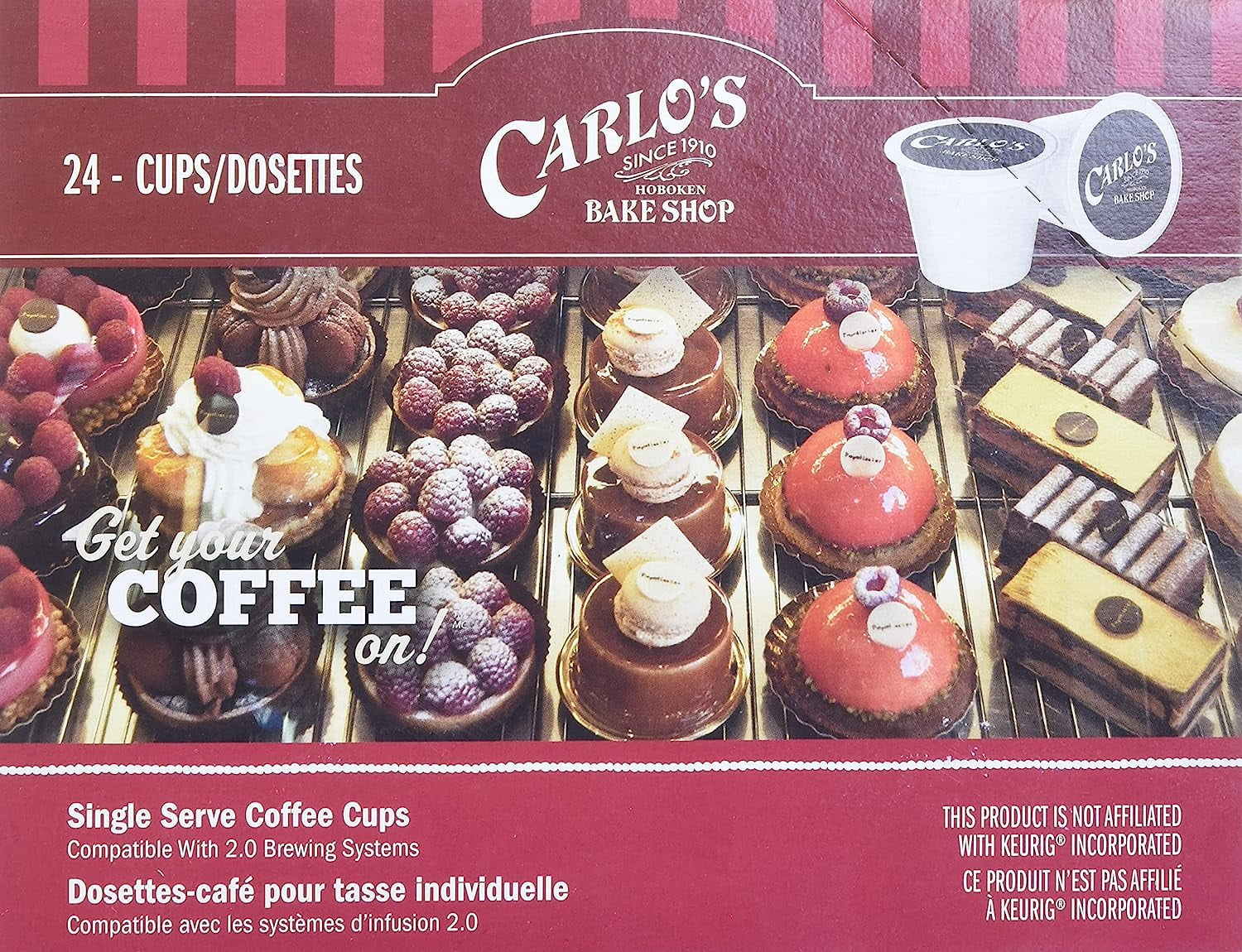Carlo's Bake Shop Flavored Coffee Pods, Raspberry Truffle Coffee in Single Serve Cups, 24 Count Per Box, 2 Boxes