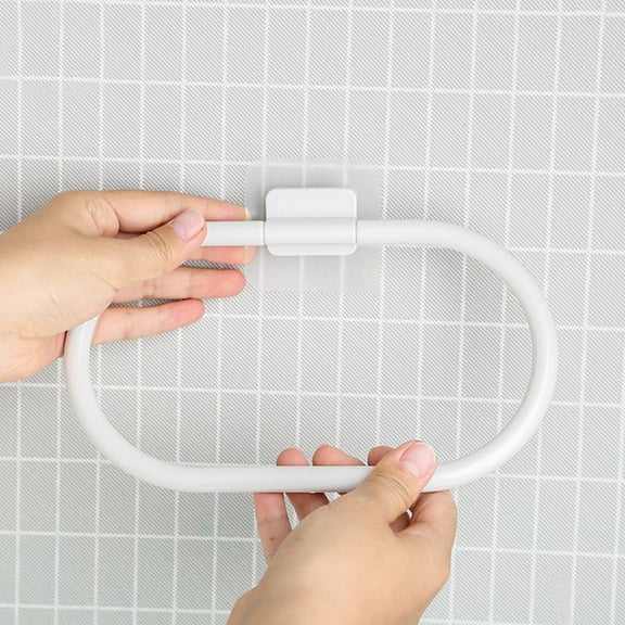 FUTUREORYY 1Pack Towel Holder Adhesive No Drilling for Bathrooms Kitchens with Fingerprint Proof Feature White ABS