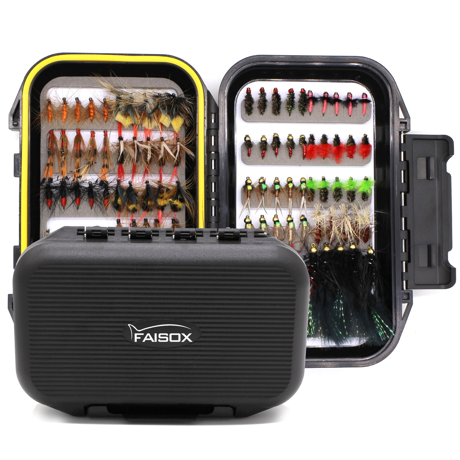 FAISOX Flies Assortment Fishing Lures Kit for Trout, 100 Count