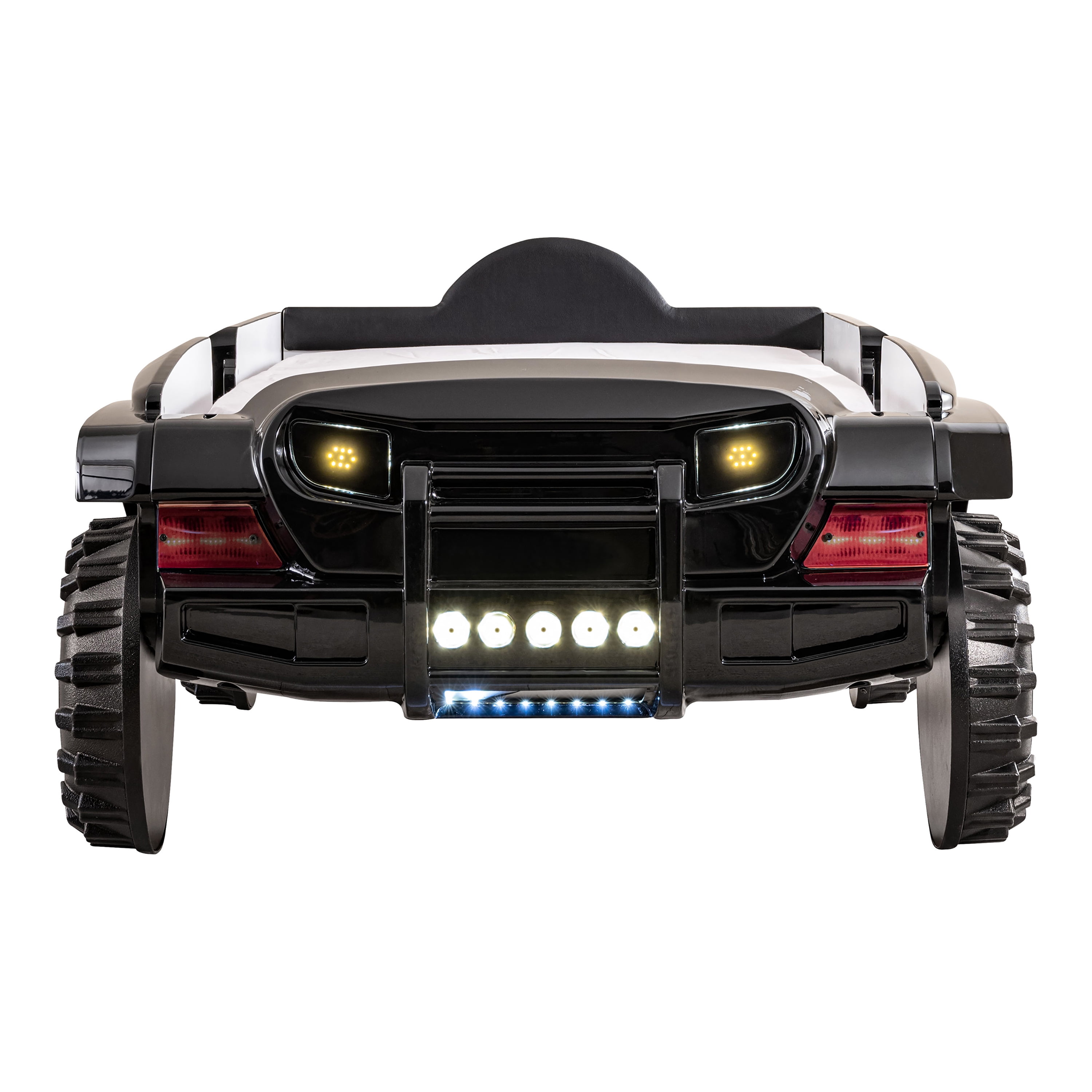 Furniture of America Terra Kids Plastic Twin SUV Bed with LED and Sound, Black