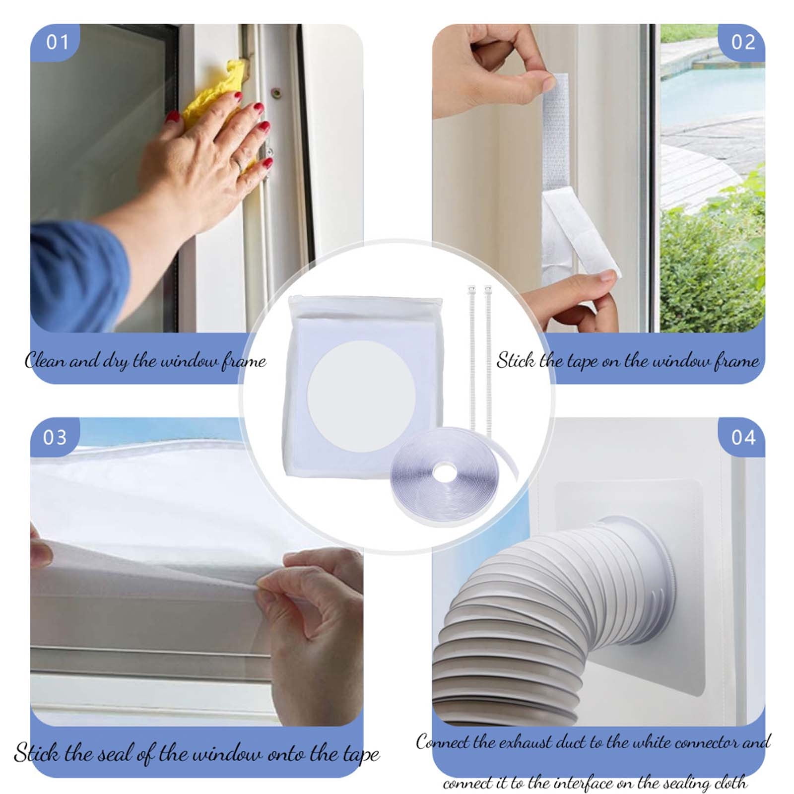 Air Conditioner Window Seal Kit, 400cm Universal AC Vent Foam, No Drill Installation for Portable AC Dryer, Insulated Barrier Against Heat Rain Bugs, Energy Saving Weatherproof Seal Strip