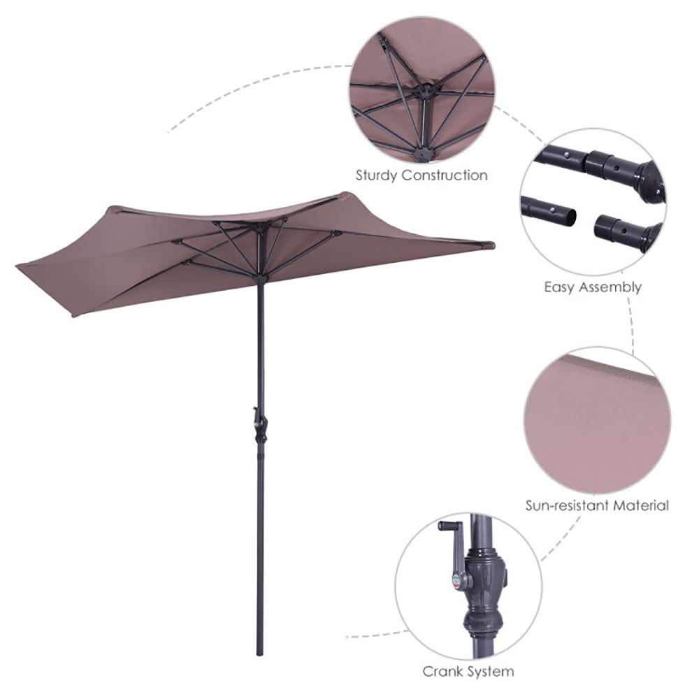 Aimee Lii 9' Half Round Patio Umbrella Sunshade without Weight Base, Table Umbrella Outdoor Patio Aimee Lii 9' Half Round Patio Umbrella Sunshade without Weight Base, Table Umbrella Outdoor Patio