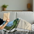 thumbnail image 3 of Ocean Soft Flannel Fleece Throw Blanket, Ocean View from the Window on the Island Scenery Traveling Destination, Cozy Plush for Indoor and Outdoor Use, 70" x 90", White Cream Blue, by Ambesonne, 3 of 5