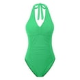 thumbnail image 7 of Plus Size High Waisted Swimsuit with Ruffle Strappy Details - Solid Color Bathing Suit - Beach Pool Vacation Swimwear - S-XXL, 7 of 7