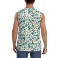 thumbnail image 4 of Fotbe Floral In Teal Men's Camiseta sin Mangas Estampada para Hombres, Playera Casual para Gimnasio, Entrenamiento, Playa-XX-Large, 4 of 7