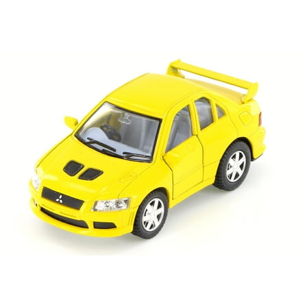 Mitsubishi Lancer Evolution VII, Yellow - Kinsmart 4010/11D - 4" Scale Diecast Model Car