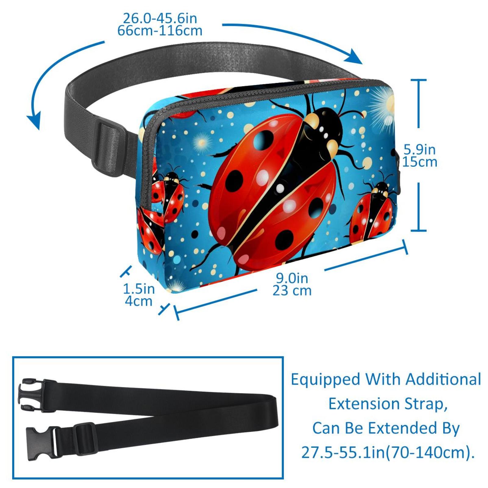 Coccinella septempunctata Running Belt Fanny Packs Waist Packs with Extension Strap Unisex Lightweight Adjustable
