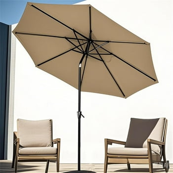 9ft Patio Umbrella Outdoor, 8 Sturdy Ribs Market Table Umbrella with Tilt and Crank,Centred Umbrellas Parasol Sun Shelter, UV Protection Waterproof