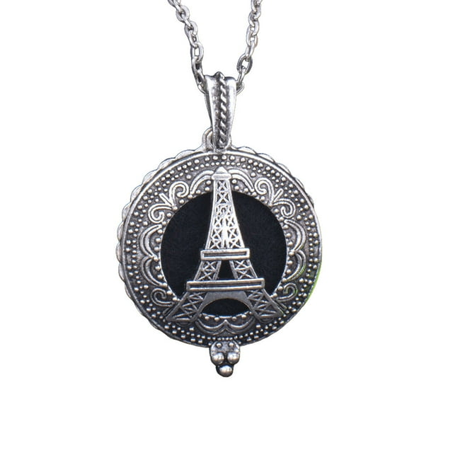 ZheElen Collier Diffuseur d'Huile en Alliage Fleur d'Arbre Médaillon Résistant à l'Usure Bijoux Pendentif Aromathérapie Vintage Type18 1Ensemble