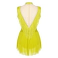 thumbnail image 3 of Sholeno Gymnastic Bodysuit for Girls Figure Skating Jumpsuit Sparkly Rhinestone Fringed Dance Leotard 6-16T Fluorescent Yellow 16, 3 of 4