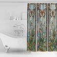 thumbnail image 4 of Small Stall Shower Curtain 48x72 Inch Narrow Half Size Butterfly Stained Glass Bath Curtains Bathroom Decor Summer Butterflies Botanical Vintage Waterproof Fabric Shower Curtain Set Hooks 48 Inch, 4 of 6