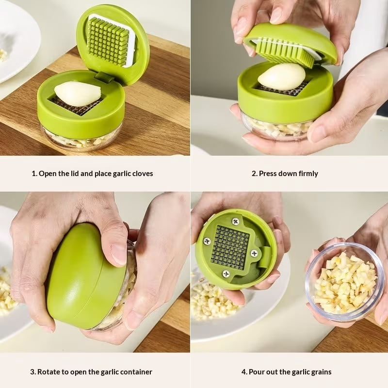 Heavy Duty Garlic Press and Chopper - Manual press, easy to clean, compact design for home kitchen use