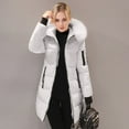 thumbnail image 7 of Women's Long Hooded Winter Coat Slim Fit Quilted Puffer Jacket White XXXXL, 7 of 7