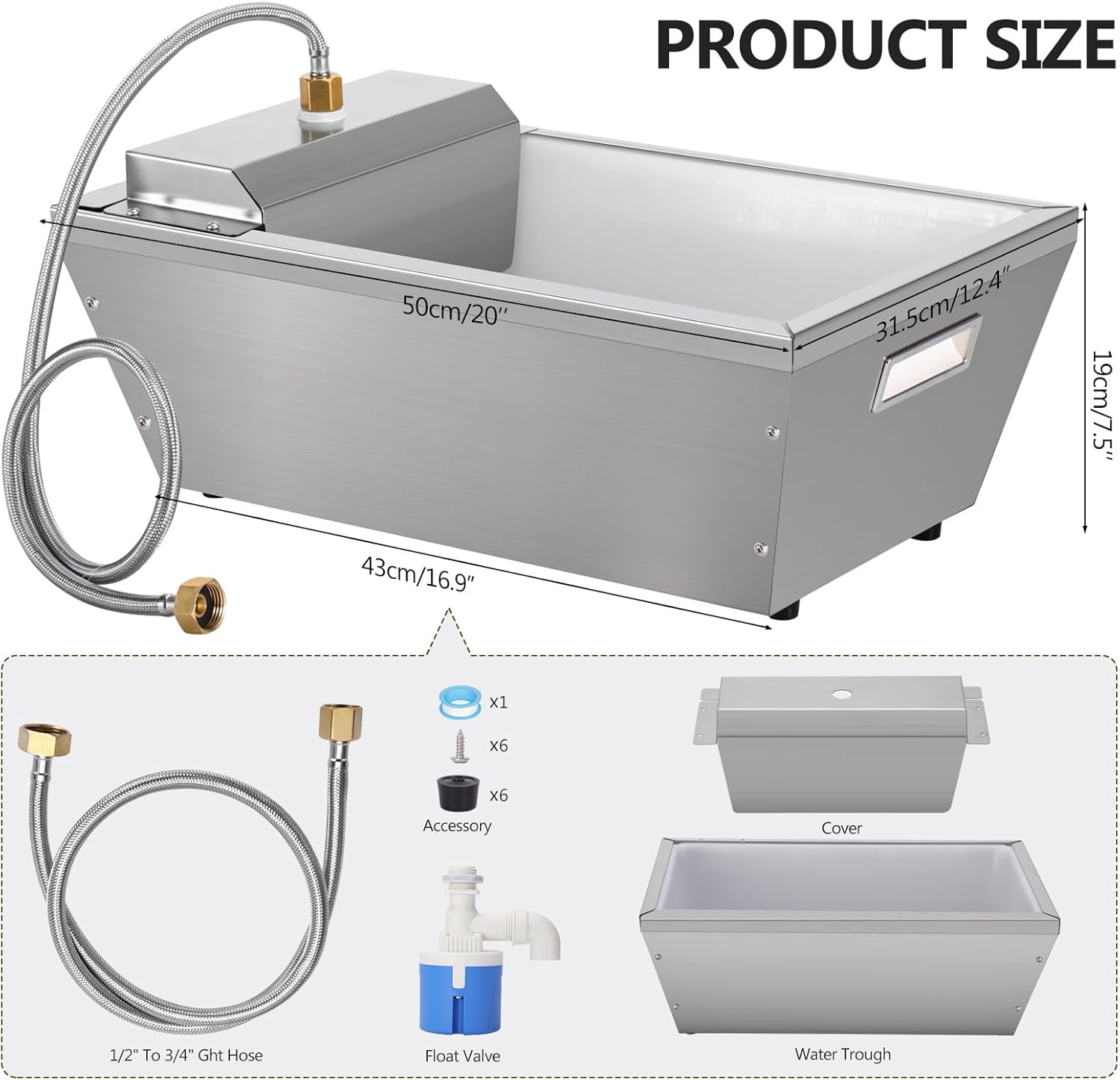 4Gal Automatic Livestock Water Trough for Horse Metal Auto Dog Water Bowl Dispenser for Dogs Large Capacity Self Filling Livestock Waterer Feeder for Dogs Horse Goat Sheep Pet