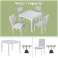 thumbnail image 5 of GZXS 5-Piece Dinette Set, Square Dining Table with Crystal Crushed Diamond Edge and 4 Linen Upholstered Chairs, Space-Saving Dining Set for Compact Kitchen, White+Light Gray, 5 of 8