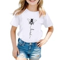 thumbnail image 1 of PMVFHDE Hauts à Manches Courtes pour Filles Mode Décontractée Imprimé Col Rond T-Shirt Manches Courtes Ample Blanc, 10-11 Ans, 1 of 4