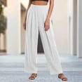 thumbnail image 3 of Bloomae Wide Leg Dress Pants Women Business Casual Elastic High Waist Comfy Ruched Pleated Work Pants Lightweight Vacation Beach Trousers, 3 of 6