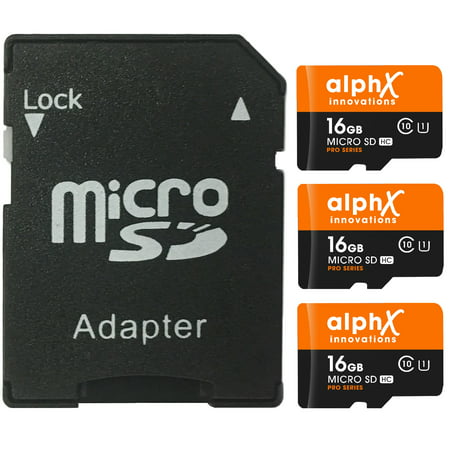 5 Piece Bundle - AlphX 16gb [3 pack] Micro SD High Speed Class 10 Memory Cards for Samsung Galaxy S9, S9+, S8, Note 8, S7, S5, S4 with Bonus Adapter and Sandisk Micro SD Card (Best Memory Card For Note 8)