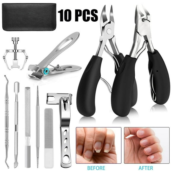 10 Pcs Nail Clippers Set Ingrown Toenail Clippers Set Professional Stainless Steel Ingrown Toenail Removal Kit for Thick Nails Seniors Durable Toe Nail Cutter for Adults and Seniors