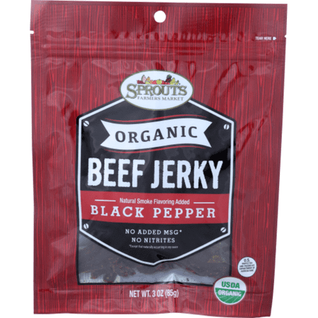 Sprouts Organic Black Pepper Beef Jerky, 3 OZ