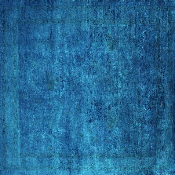 Ahgly Company Indoor Square Oriental Turquoise Blue Industrial Area Rugs, 4' Square