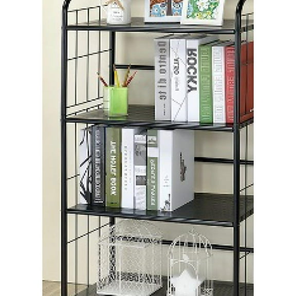 49" Tall 4-Tier Metal Standing Book Shelf, Black finish