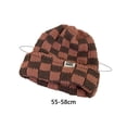 thumbnail image 6 of Naierhg Beanie Women Winter Hat Knitting Contrast Color Thick Elastic No Brim Cold-proof Plaid Chessboard Women Hat Clothes AccessoryRed, 6 of 8