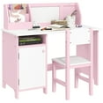thumbnail image 1 of Qaba 2Pcs Kids Desk and Chair Set with Whiteboard, Storage, Shelves, Pink, 1 of 9
