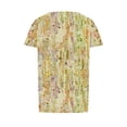 thumbnail image 4 of QQAMB Women's Tops Summer Crewneck Sequin Printed Shirts Casual Short Sleeve Blouses for Women Yellow XL, 4 of 5