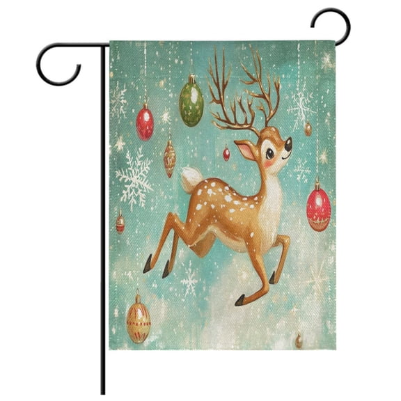 Ryvnso Reindeer Christmas Pattern Garden Flag 12x18 Inch Double Sided Seasonal Yard Decoration