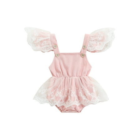 

Biekopu Baby Sleeveless Romper with Lace Stitching Adjustable Clothing