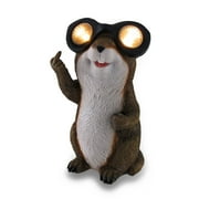 Zeckos Naughty Groundhog Solar Eyes Solar LED Light Statue