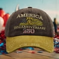 thumbnail image 4 of 250Th Anniversary Hat, 250Th Anniversary, Anniversary, 250Th, Embroidery, Bell, Baseball, Adjustable Strap, Brown Mustard, 1 Pc, Commemorative Headgear, Independence Day, 4 of 5
