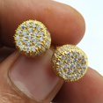thumbnail image 2 of 14K Yellow Gold Plated Men's 0.33Ct Round Cut VVS1 Diamond CZ Micropave Stud Earrings, Screw Back Earrings, 2 of 4