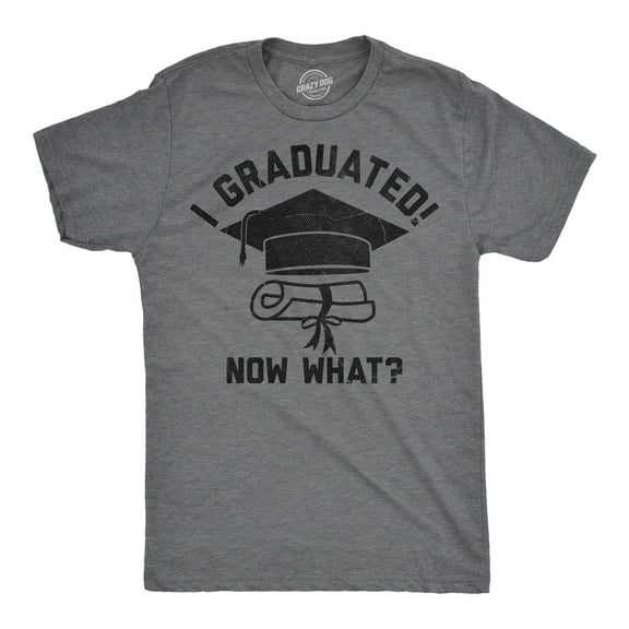 Mens Funny T Shirts I Graduated Now What Sarcastic Graduation Graphic Novelty Tee for Men Graphic Tees