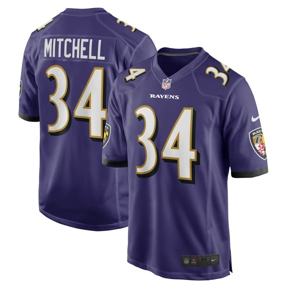 Men's Nike Keaton Mitchell Purple Baltimore Ravens Game Jersey