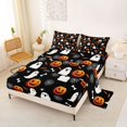 thumbnail image 2 of Feelyou Cute Gothic Ghost Bed Sheets, Cartoon Pumpkin Full Size Sheets, Black Orange, 4-Piece, 1 Flat Sheet, 1 Fitted Sheet and 2 Pillowcases, 2 of 5