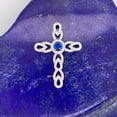 thumbnail image 2 of Women's Cross Necklaces Large Royal Blue White Gold Rhodium Finish CZ Glitz Design, 2 of 3